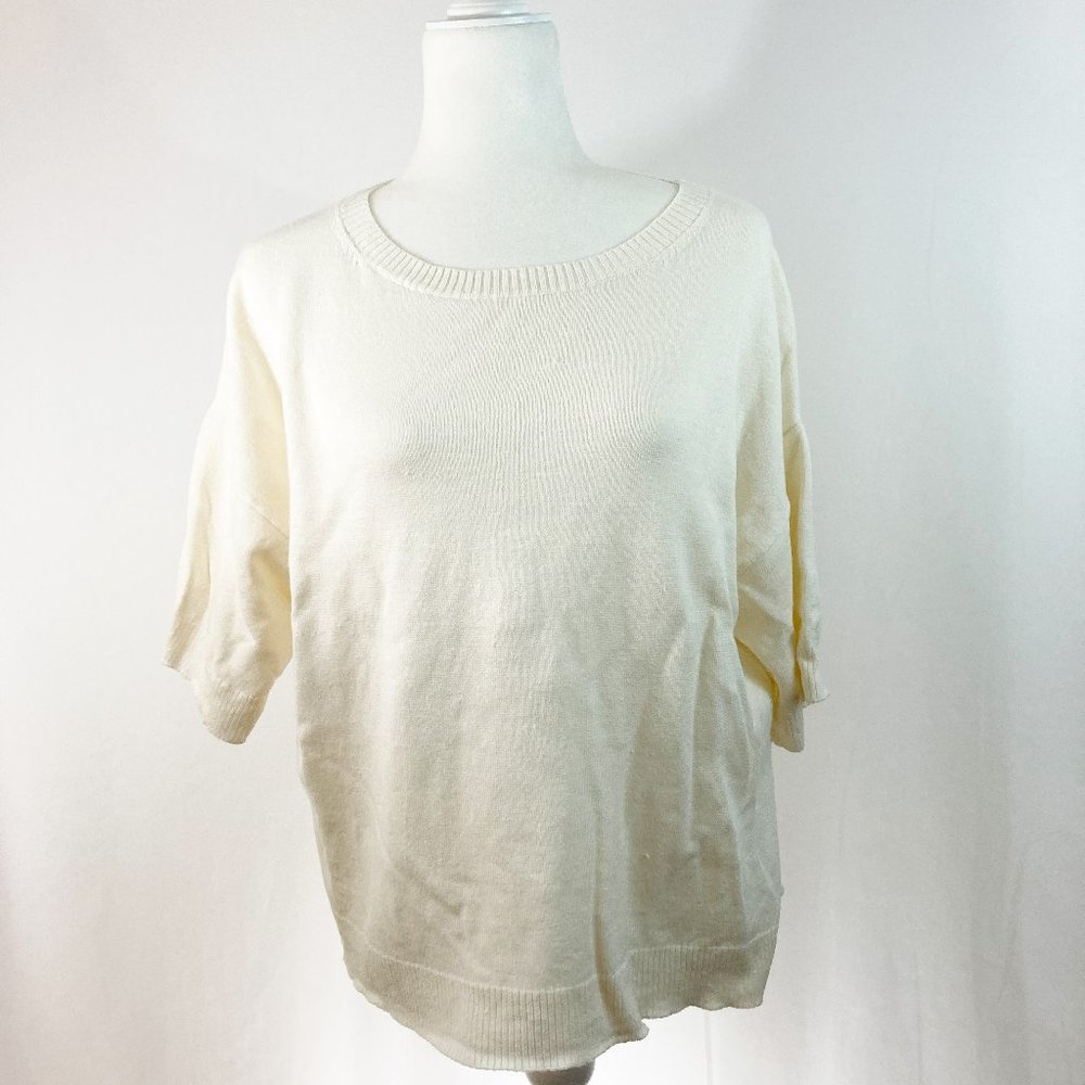 Ann Taylor Linen Blend Short Sleeve Sweater Size L